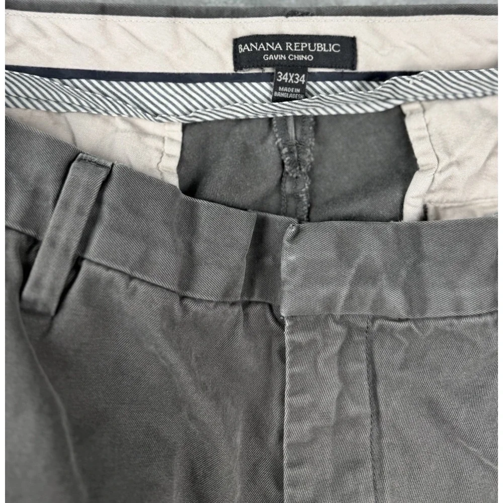 Banana Republic Gavin Chino Pants Men's 34x34 Gray Straight Leg Cotton